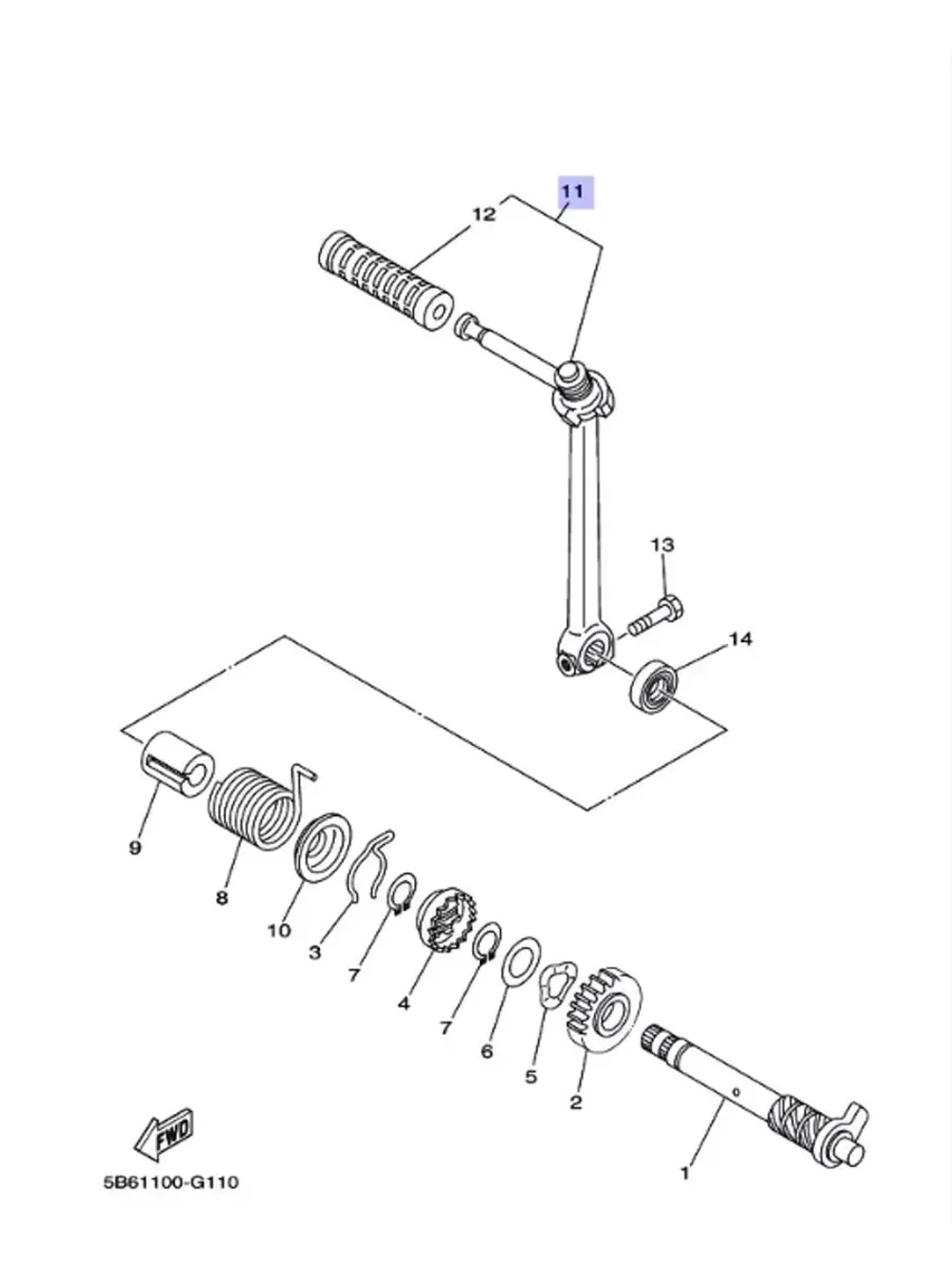 Рычаг кикстартера TT-R110