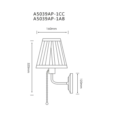 Бра Arte Lamp MARRIOT A5039AP-1CC, 1хE27