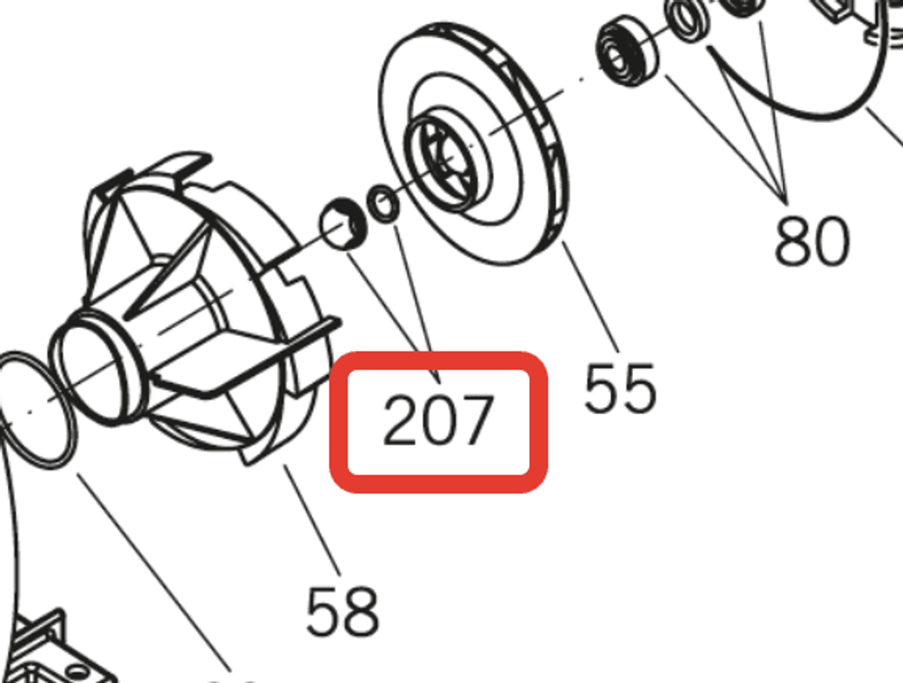 Гайка крепления рабочего колеса насоса PSH ND.2 + уплотнение (3211032R)