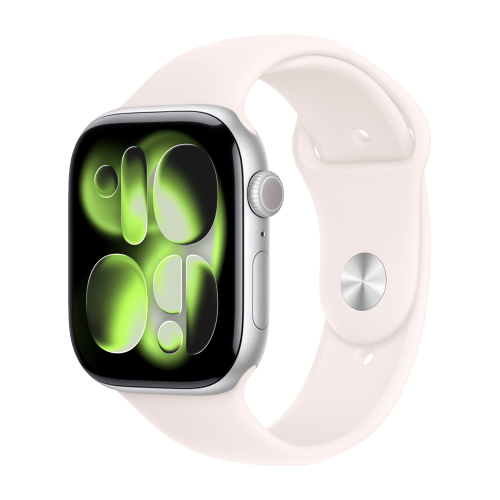 Умные часы Apple Watch Series 11 GPS, 46mm, Silver Aluminium Case with Light Blush Sport Band, S/M