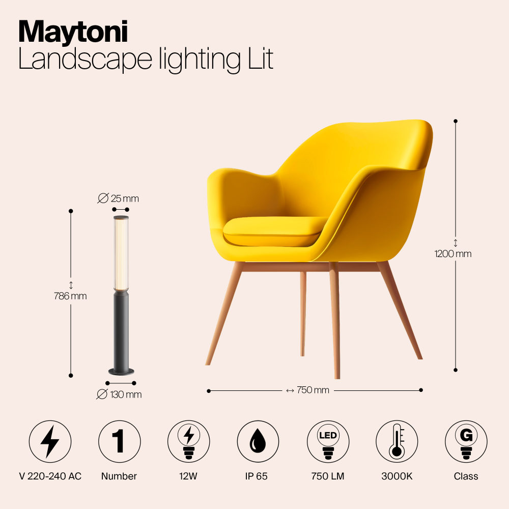 Ландшафтный светодиодный светильник Maytoni Lit O593FL-L12GF3K