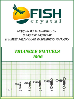 Вертлюжок рыболовный цилиндрический на два направления TRIANGLE SWIVELS 1006 6х7
