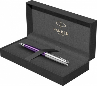 Шариковая ручка Parker Sonnet Essentials Violet SB Steel CT 2169369, цвет чернил black, стержень: M, в подарочной упаковке.