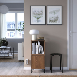IKEA EKET  (ИКЕА ЕКЕТ)  -  Комбинация шкафчиков на ножках - орех/чёрный металл 35x35x80 см