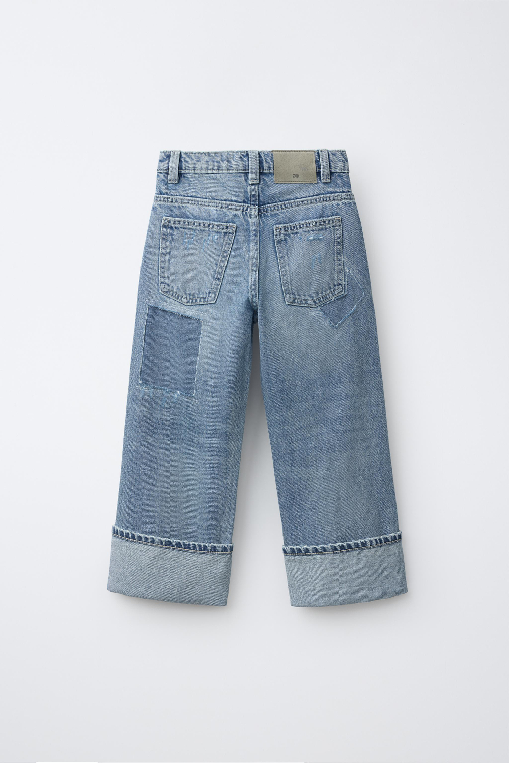 ZARA ДЖИНСЫ WIDE LEG С НАШИВКАМИ, СИНИЙ