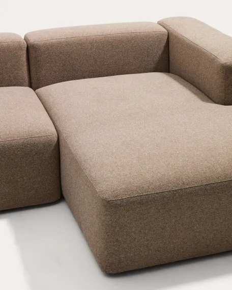Угловой пятиместный диван Blok из коричневой синели с правым сиденьем, 320 x 255 см