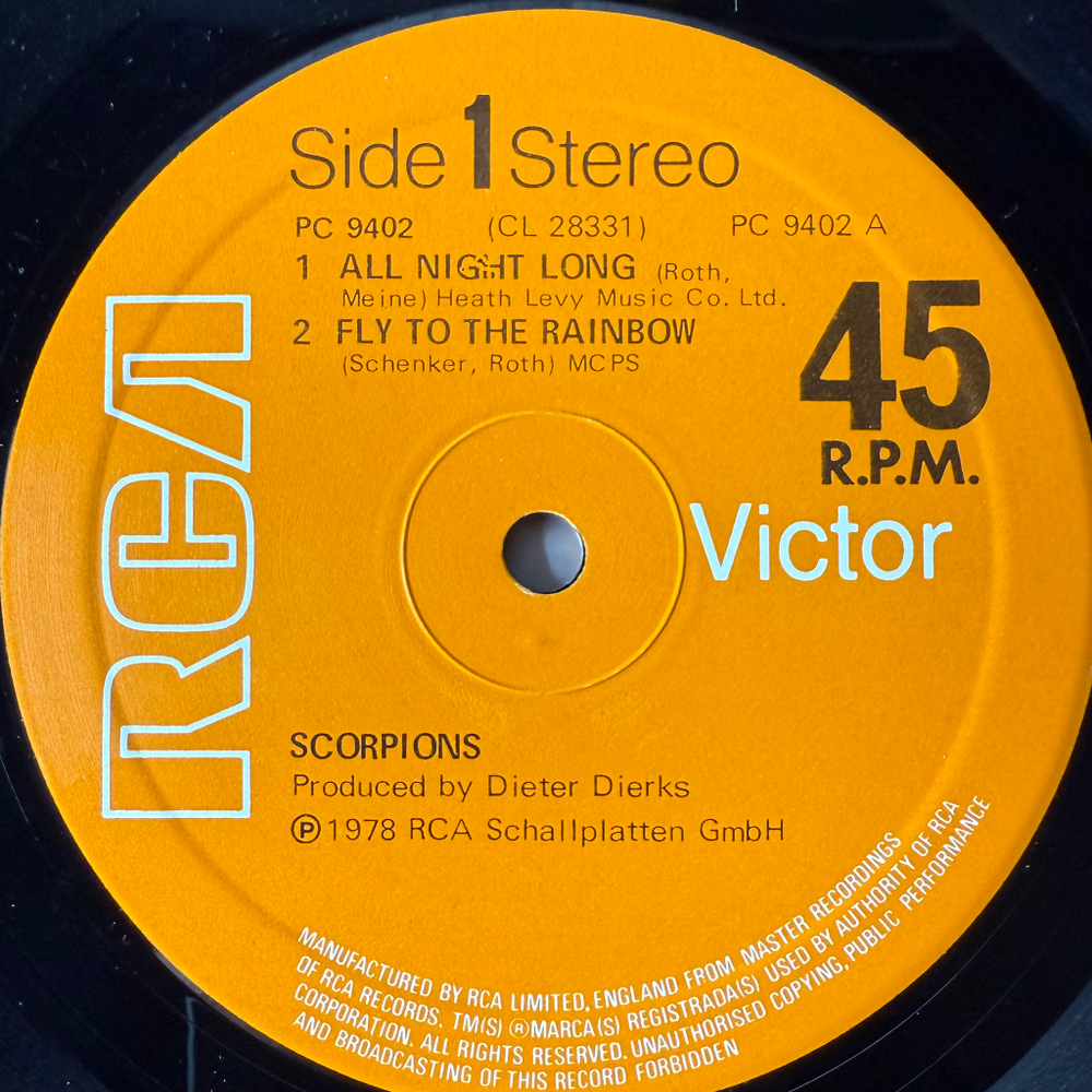 Scorpions ‎– All Night Long (Англия 1979г.) 12", 45 RPM
