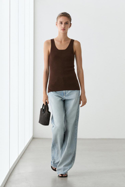 Massimo Dutti Топ в рубчик из 100% хлопка, коричневый