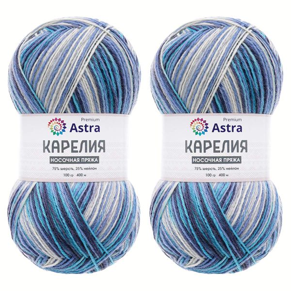 Пряжа Astra Premium (Астра Премиум) Карелия носочная (Karelia sock) / уп.2 мот. по 100 г, 400 м, 1006