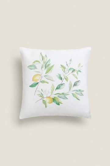 ZARA HOME ЧЕХОЛ ДЛЯ ДЕКОРАТИВНОЙ ПОДУШКИ С ПРИНТОМ «ЛИМОНЫ», БЕЛЫЙ
