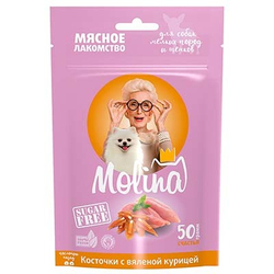Molina Лакомство для собак мелких пород и щенков Косточки с вяленой курицей, 50г