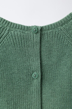 ZARA СВИТЕР ИЗ ЖЕМЧУЖНОГО ТРИКОТАЖА, ЗЕЛЕНЫЙ