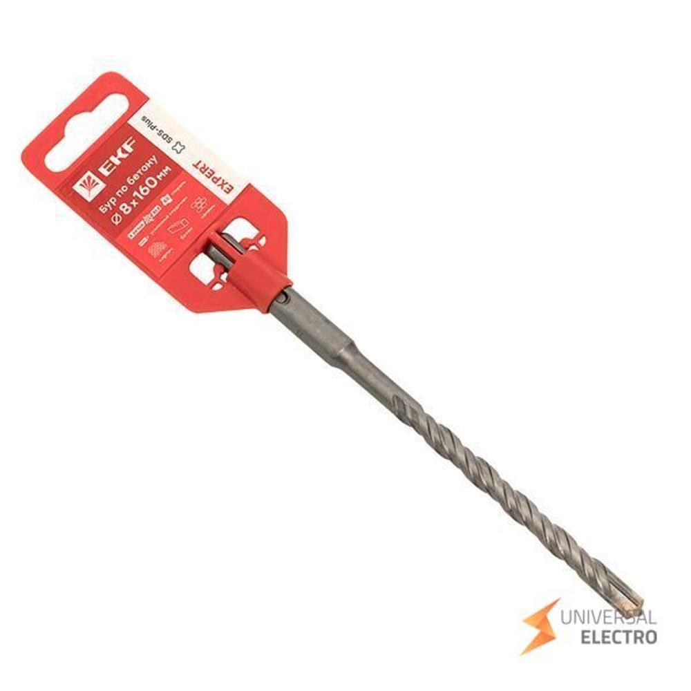 Бур по бетону SDS-plus 8х160 мм (4 резца)(4S спираль) EKF Expert