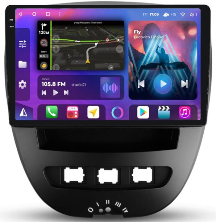 Магнитола для Citroen C1, Peugeot 107, Toyota Aygo - FarCar BM3072M-2K монитор 10.36" 2K QLED на Android 14, Быстрая, CarPlay, 4G SIM-слот
