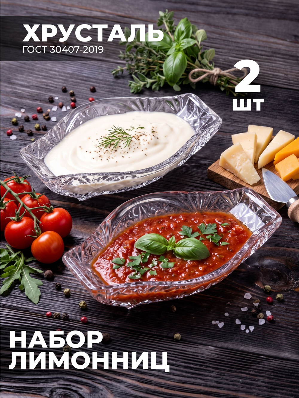Набор хрустальных лимонниц для стола, 2шт. 100141/2