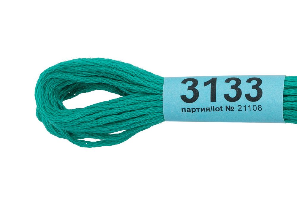 Мулине Gamma 100% хлопок, цв.3133 т.т.бирюзовый, 24 мотка по 8 метров