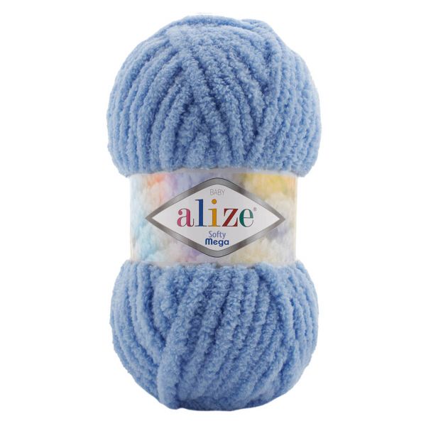 Пряжа Alize (Ализе) Softy Mega / уп.5 мот. по 100 г, 70м, 374 голубой меланж