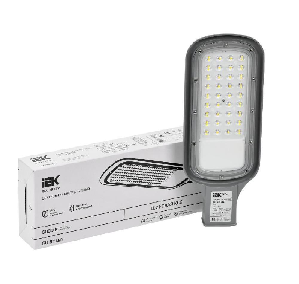 Светильник уличный IEK ДКУ 1012-50Ш 5000к ip65 светодиодный, серый