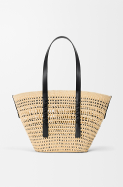 Loewe Среднего плетеная сумка-корзина Braid из пальмы и телячьей кожи, натуральный/черный