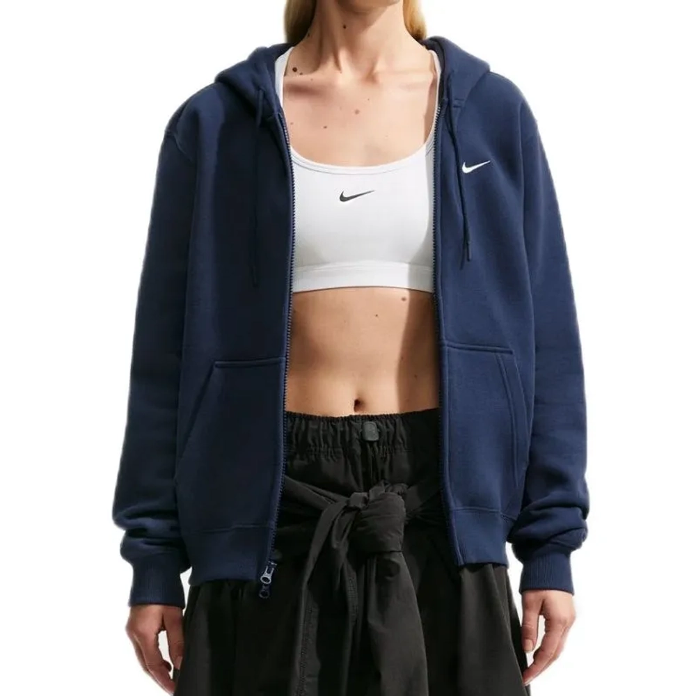 Женская теннисная куртка Nike Studio Fleece Medium Weight Full Zip - midnight navy/sail