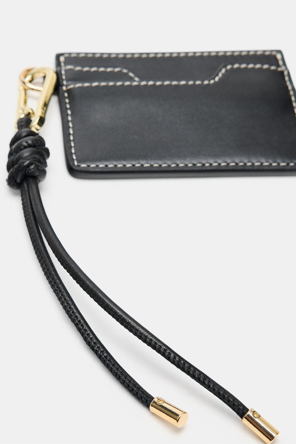 ZARA КОЖАНЫЙ КОШЕЛЕК-КАРТХОЛДЕР, ЧЕРНЫЙ