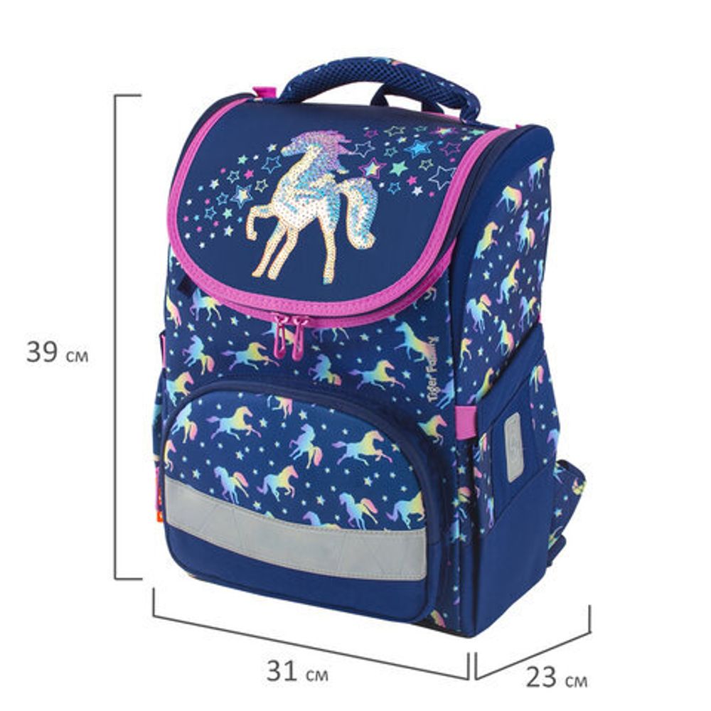 Ранец TIGER FAMILY для начальной школы, Earnest, "Rainbow Horse", 39х31х23 см, 228916, TGET-016A