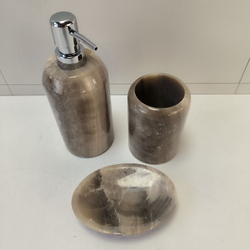 Набор из оникса 3 предм Grey NO-63255 дозатор, стаканчик, мыльница 151