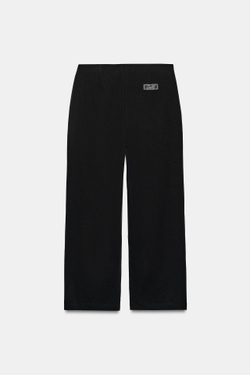ZARA УКОРОЧЕННЫЕ ШИРОКИЕ БРЮКИ, ЧЕРНЫЙ