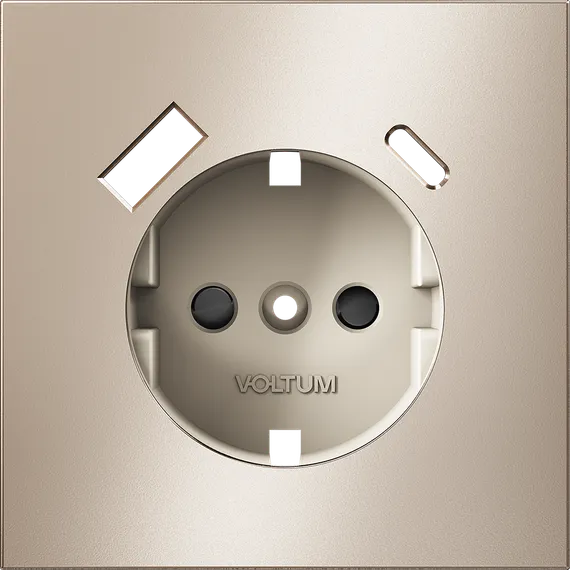 Накладка для розетки с USB A+C с заземлением и защитными шторками Voltum S70 Платина VLSM001010