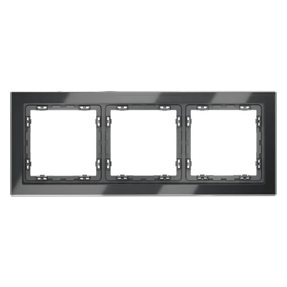 Рамка стеклянная на 3 поста Voltum S70 Графит VLS110307