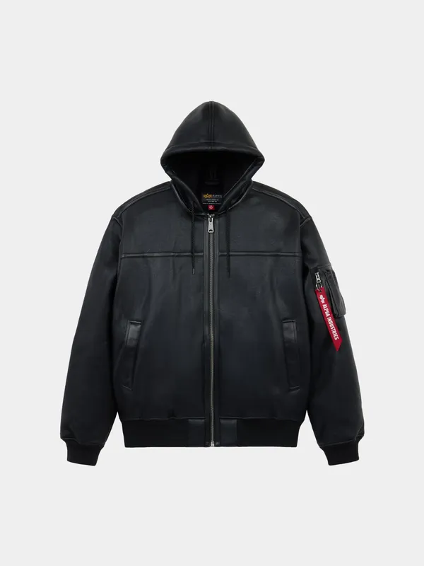 Куртка утепленная мужская ALPHA INDUSTRIES MA-1 HOODED RELAXED FIT FLIGHT JACKET (FAUX LTHR)