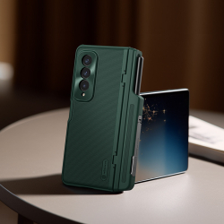 Чехол зеленого цвета на Samsung Galaxy Z Fold 4 5G от Nillkin, серия Super Frosted Shield Fold, в комплекте со съемным держателем для S Pen