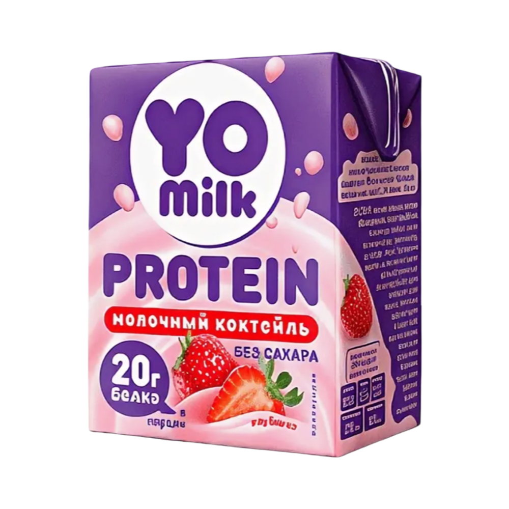 Коктейль молочный ультрапас-ный со вкусом Клубника. TM Yomilk protein 1,5% 200 мл