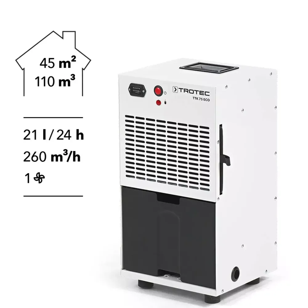 Осушитель воздуха TROTEC TTK 75 ECO мобильный - [до 21 л. за сутки / для S≈45 м²]