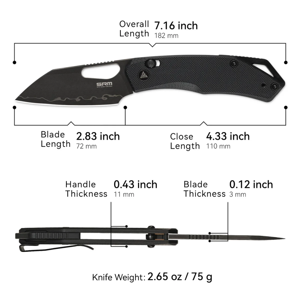 Нож складной SRM 261M-GB2 Cub Oxide Beadblast (140Cr Laminated, Black G10)