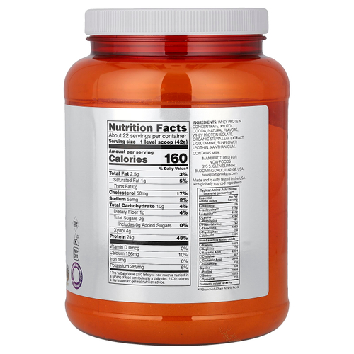 NOW Foods, Sports, сывороточный протеин в порошке, сливочно-шоколадный вкус, 907 г (2 фунта)