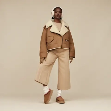 UGG Байкерская куртка Finnian LuxeFluff, каштановый