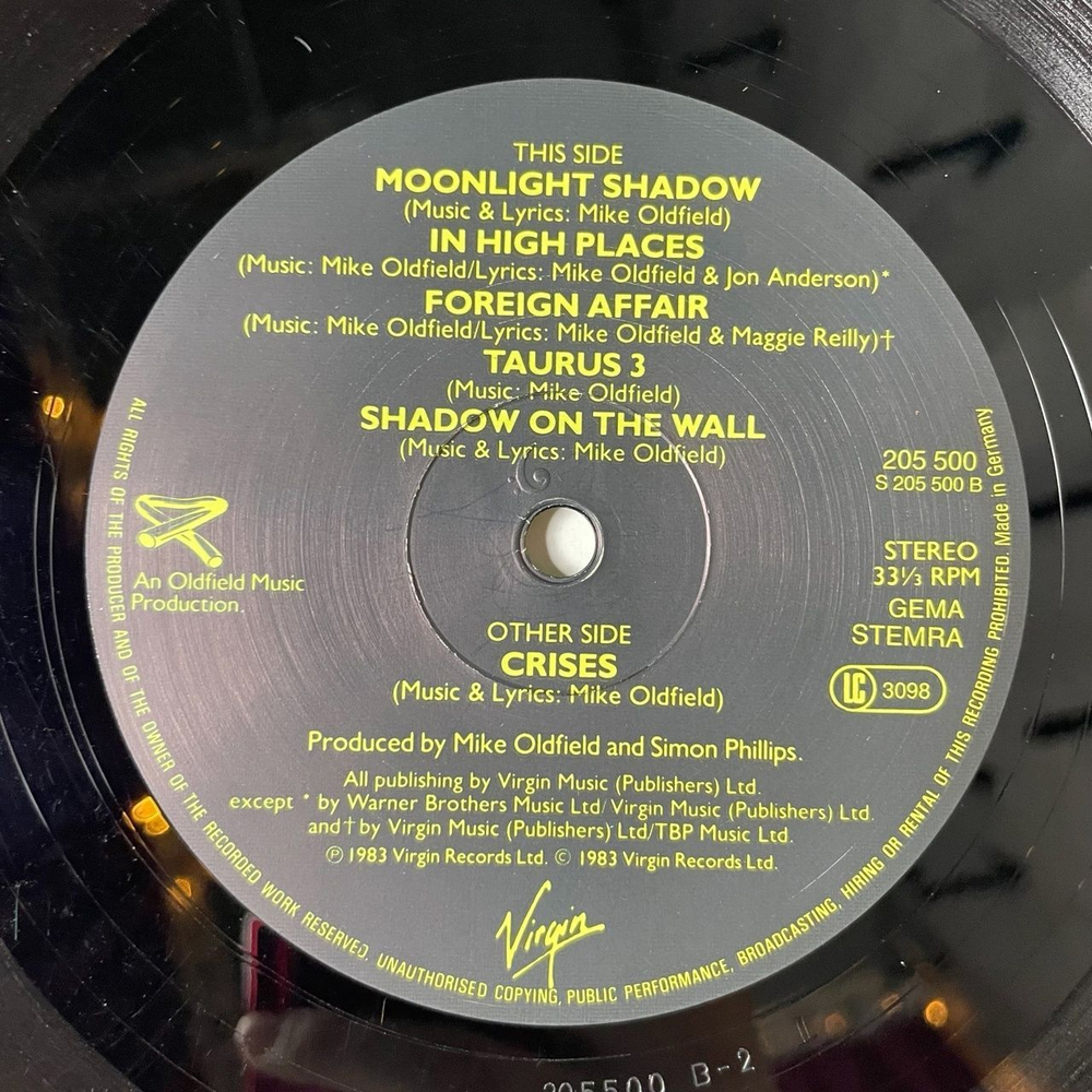 Винтажная виниловая пластинка LP Mike Oldfield Crises (Germany 1983)