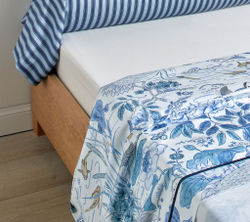 Постельное белье WATER GARDEN bleu 200х220 Blanc des Vosges 2 спальное евро Голубой