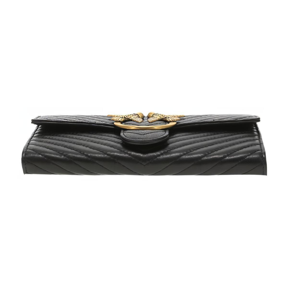 Сумка Pinko Quilt Series Metal Logo Herringbone Quilted Chain Sheepskin Leather Bird Swallow Bag Messenger Shoulder Bag Black Gold, 1P22JS-Y7SQ-Z99Q
