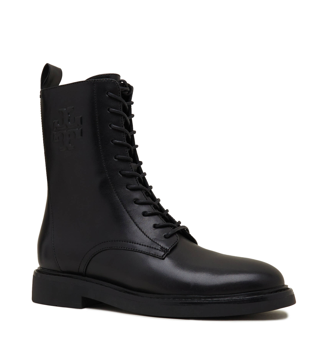 Кожаные ботильоны double t combat TORY BURCH - черный(154336)
