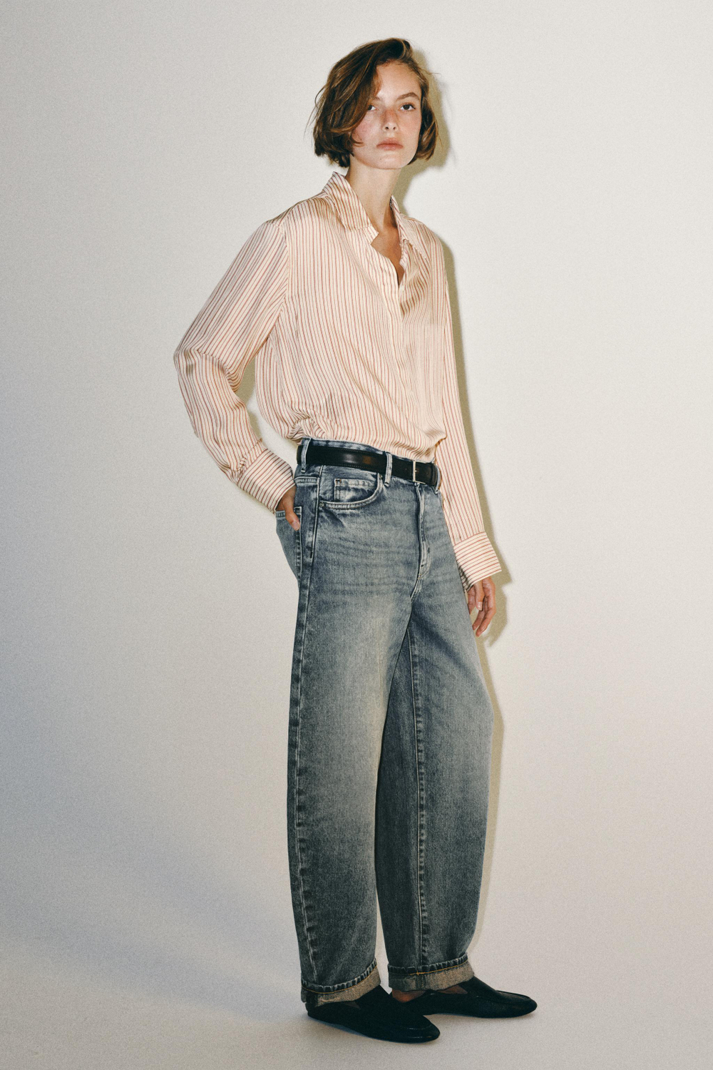 РУБАШКА В ПОЛОСКУ С ШЕЛКОМ — ZW COLLECTION — ZARA