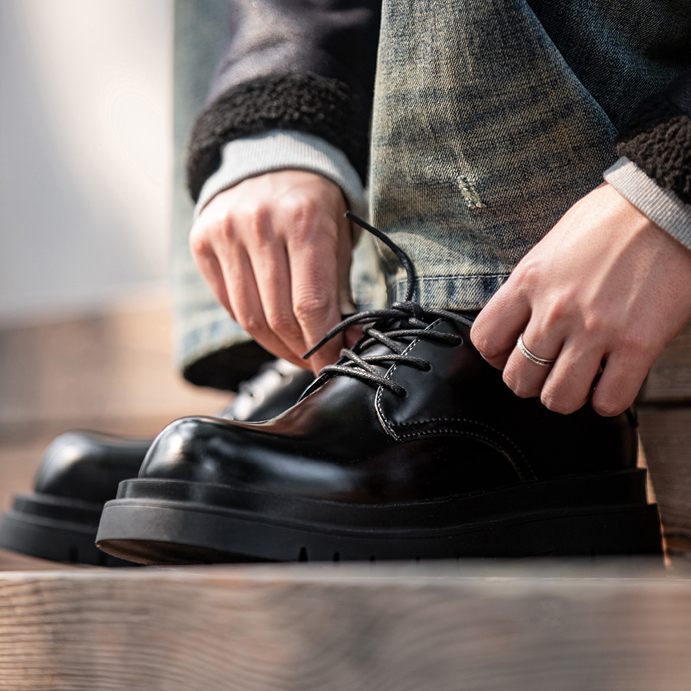 MR.A Casual Leather Shoes Men"s Black