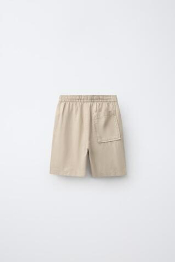 ZARA ШОРТЫ ИЗ СТРУЯЩЕГОСЯ ЛЬНА, ПЕСОЧНЫЙ