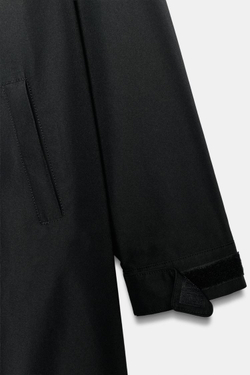 ZARA УДЛИНЕННАЯ ВЕТРОЗАЩИТНАЯ КУРТКА WATER REPELLENT, ЧЕРНЫЙ