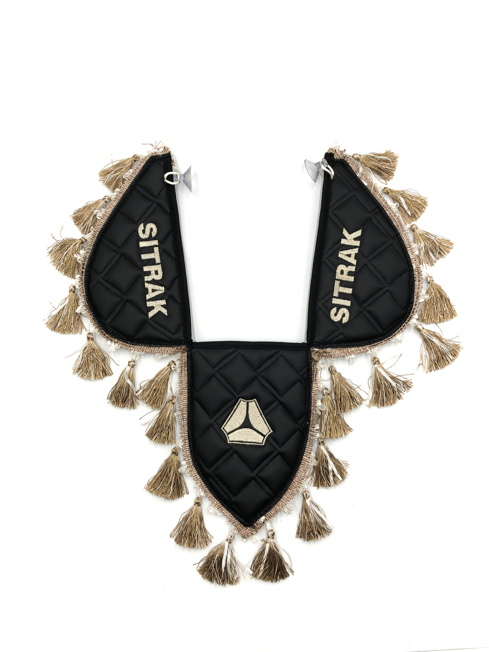 Вымпел тройной SITRAK (экокожа, черный с бежевыми кисточками)
