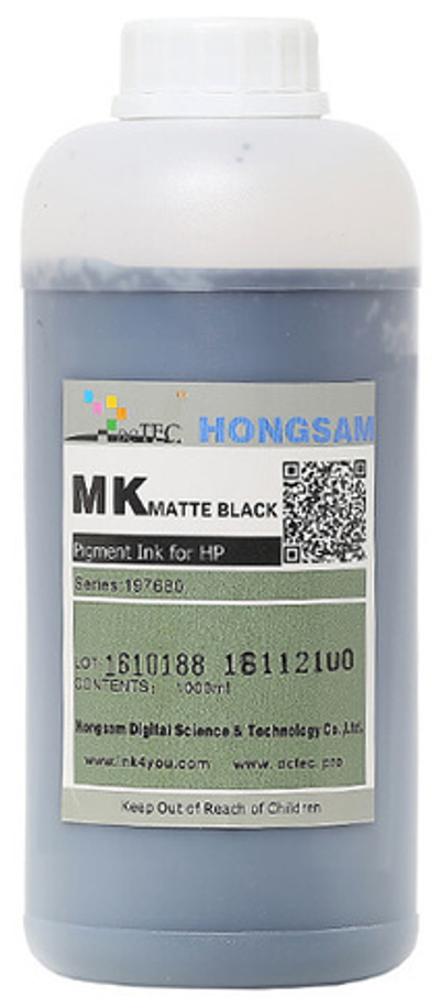 Чернила DCTec — HONGSAM пигментные для HP серия: 197680 - Matt Black (Матовый черный) 1000 мл.