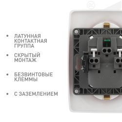 Розетка ЭРА Серия 12 12-2106-02 двойная с заземлением 2X2P+E Schuko 16A-250В IP20 слоновая кость | Эра 12
