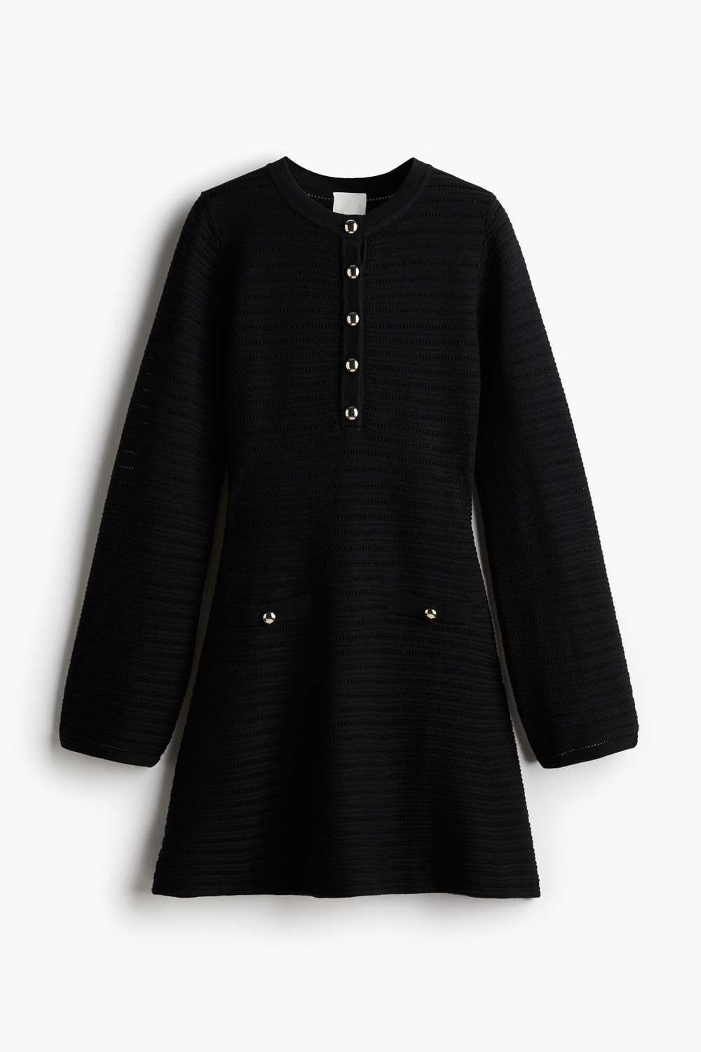 Ажурное трикотажное платье с пуговицами - H&M
