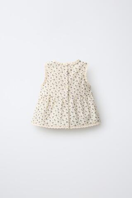 ZARA БЛУЗА С ЦВЕТОЧНЫМ ПРИНТОМ, ЭКРЮ